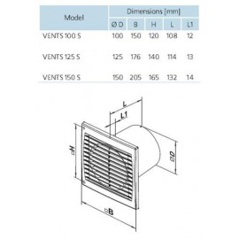 Koupelnový ventilátor Vents 100 STL - časovač, ložiska