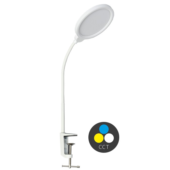 LED stolní lampa k upevnění ke stolu 10W, 3000-6000K, bílá