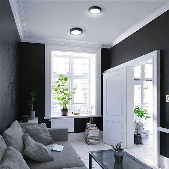 LED panel 17cm, 12W, 900lm, CCT 3000-6000K, černý