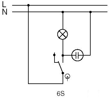 Schéma zapojení vypínače č.6 s průzorem